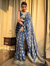 Midnight Blue Banarasi Uppada Silk Saree