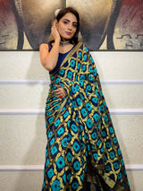 Admiral Blue Georgette Bandhej Saree