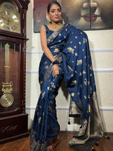 Midnight Blue Banarasi Uppada Silk Saree