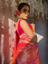 Rusty Pink Banarasi Silk Saree