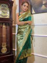 Peacock Green Banarasi Silk Saree