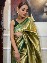 Bottle Green Banarasi Silk Saree