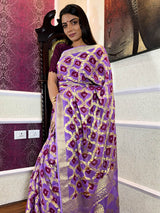 Orchid Purple Georgette Bandhej Saree