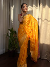 Mustard Yellow Banarasi Uppada Silk Saree