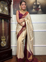Off White Kanjeevaram Silk Saree
