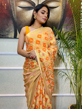 Pastel Orange Georgette Bandhej Saree