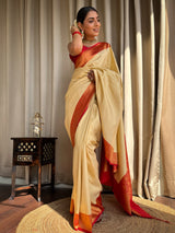 Off White Kanjeevaram Silk Saree