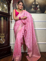 Baby Pink Banarasi Uppada Silk Saree