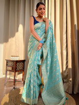 French Green Banarasi Uppada Silk Saree