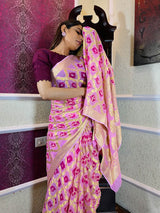 Pastel Pink Georgette Bandhej Saree