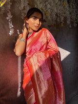 Rusty Pink Banarasi Silk Saree