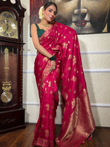 Queen Pink Banarasi Uppada Silk Saree