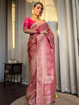 Orchid Pink Meenakari Banarasi Uppada Silk Saree