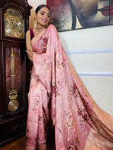 Rogue Pink Designer Banarasi Silk Saree