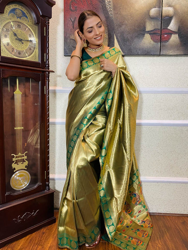 Bottle Green Banarasi Silk Saree