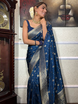Midnight Blue Banarasi Uppada Silk Saree