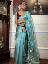 French Green Banarasi Uppada Silk Saree