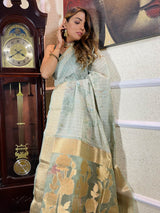 Fern Green Kora Silk Saree
