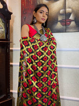 Midnight Black Georgette Bandhej Saree