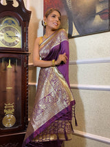 Eggplant Shaded Banarasi Silk Saree