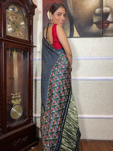 Spruce Blue Mulberry Silk Patola Saree
