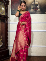 Queen Pink Banarasi Uppada Silk Saree