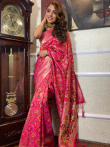 Queen Pink Katan Silk Patola Saree