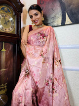 Rogue Pink Designer Banarasi Silk Saree