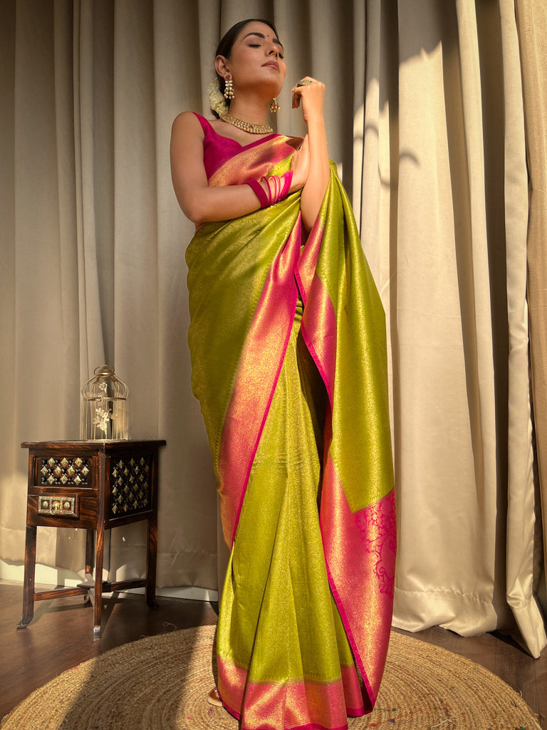 Mehendi Green Kanjeevaram Silk Saree