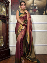 Sangria Wine Kanjeevaram Silk Saree