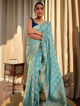 French Green Banarasi Uppada Silk Saree