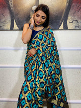 Admiral Blue Georgette Bandhej Saree