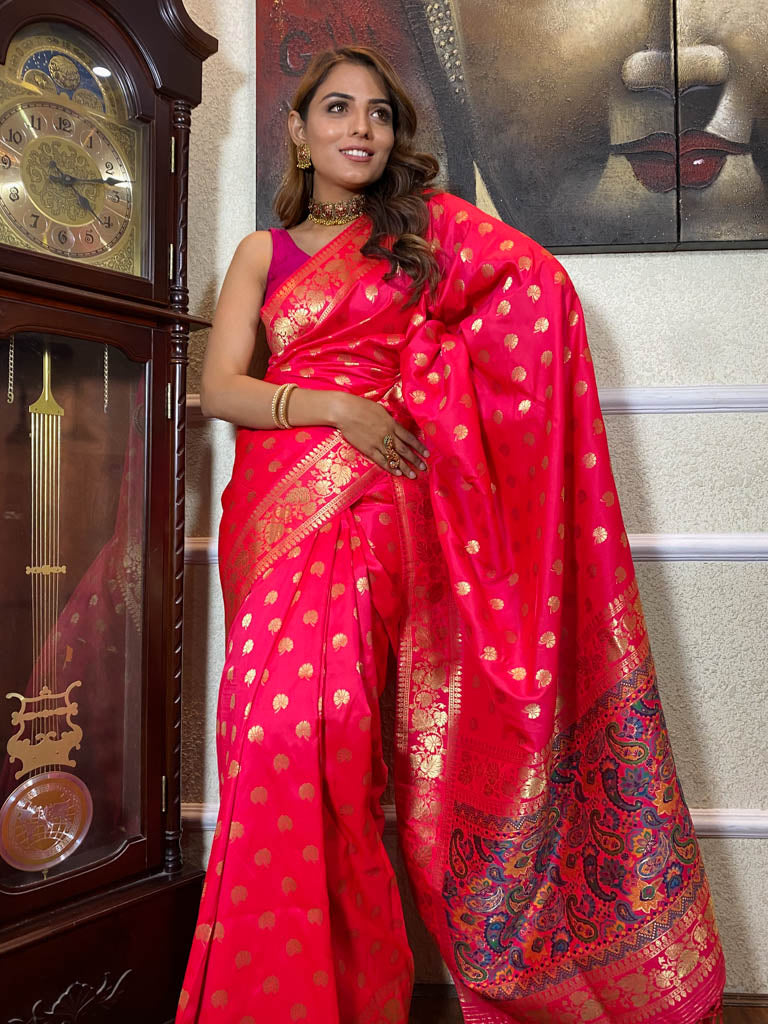 Queen Pink Banarasi Silk Saree