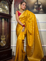 Mustard Yellow Banarasi Uppada Silk Saree
