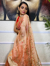 Pastel Orange Organza Silk Saree