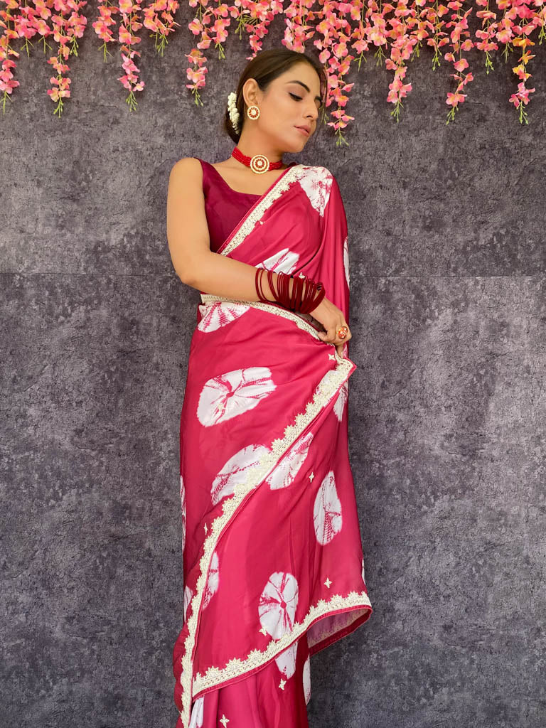 Sangria Magenta Mulberry Silk Saree