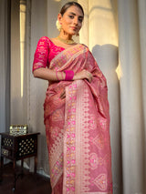 Orchid Pink Meenakari Banarasi Uppada Silk Saree