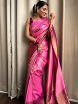 Fuchsia Pink Kanjeevaram Silk Saree