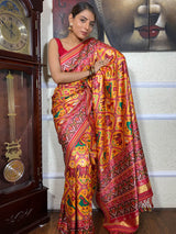 Mustard Yellow Patola Tussar Silk Saree