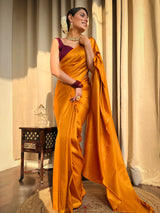 Medallion Golden Yellow Kanjeevaram Silk Saree