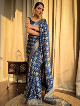 Midnight Blue Banarasi Uppada Silk Saree