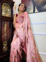 Rogue Pink Designer Banarasi Silk Saree