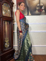 Spruce Blue Mulberry Silk Patola Saree