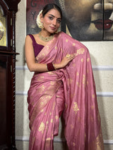 Lilac Pink Banarasi Uppada Silk Saree