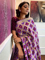 Orchid Purple Georgette Bandhej Saree