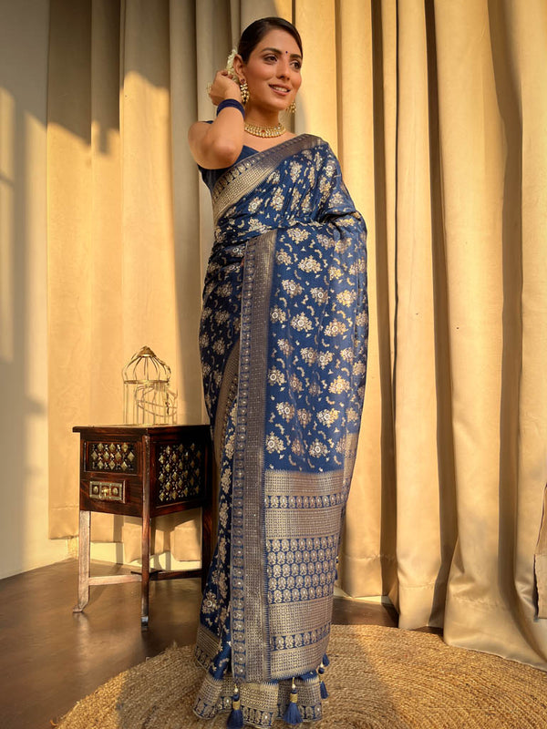 Midnight Blue Banarasi Uppada Silk Saree