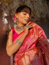 Rusty Pink Banarasi Silk Saree
