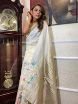Daisy White Banarasi Silk Saree