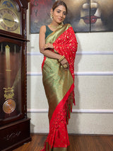 Scarlet Red Banarasi Silk Saree