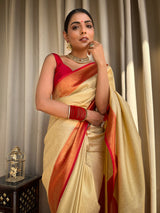 Off White Kanjeevaram Silk Saree